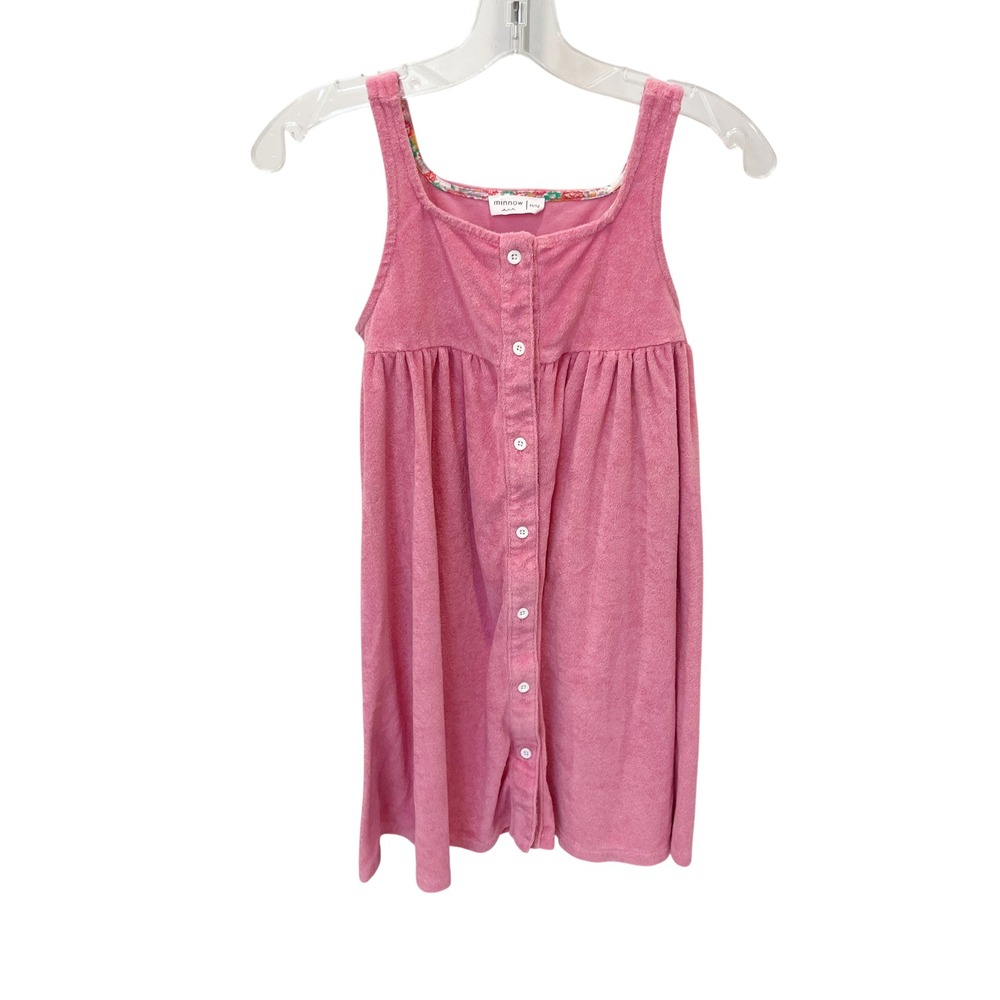 Minnow Pink Terry Cloth Button Front Cover Up Dress Swim Cute Size 11/12